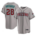 A.Diamondbacks #28 Nolan Arenado Player Gray Road Home Game Gdoa Stitched Jerseys