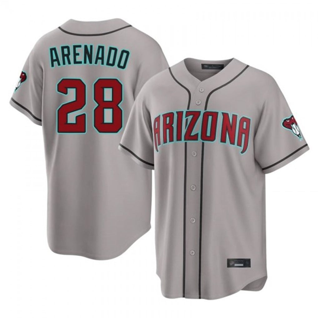 A.Diamondbacks #28 Nolan Arenado Player Gray Road Home Game Gdoa Stitched Jerseys