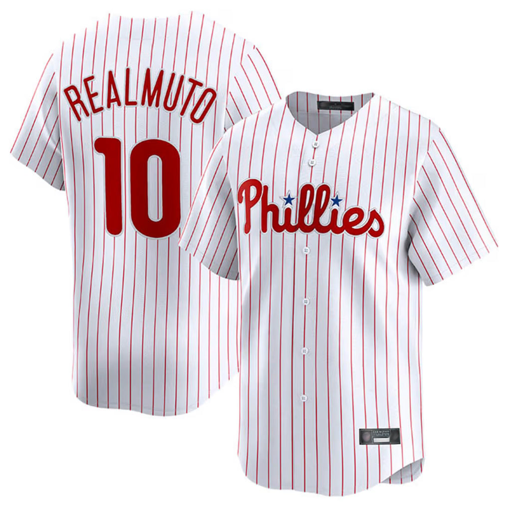 P.Phillies #10 J.T. Realmuto Player White Home Limited Fdoa Stitched Jerseys
