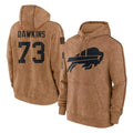 B.Bills #73 Dion Dawkins Player Brown Salute to Service Hoodies Gdoa Stitched Jerseys