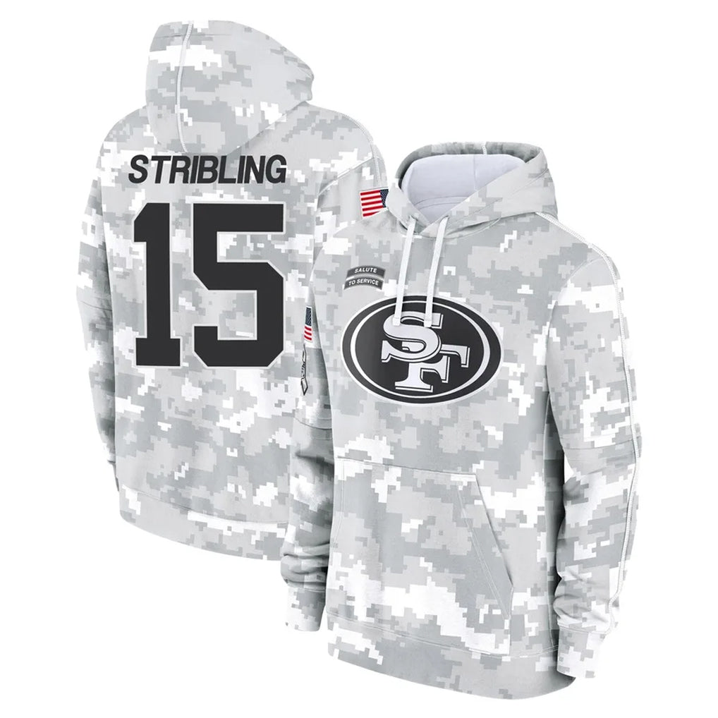 SF.49ers #15 De'Zhaun Stribling Player Arctic Camo Limited Salute to Service Pullover Hoodies Game Gdoa Stitched Jerseys