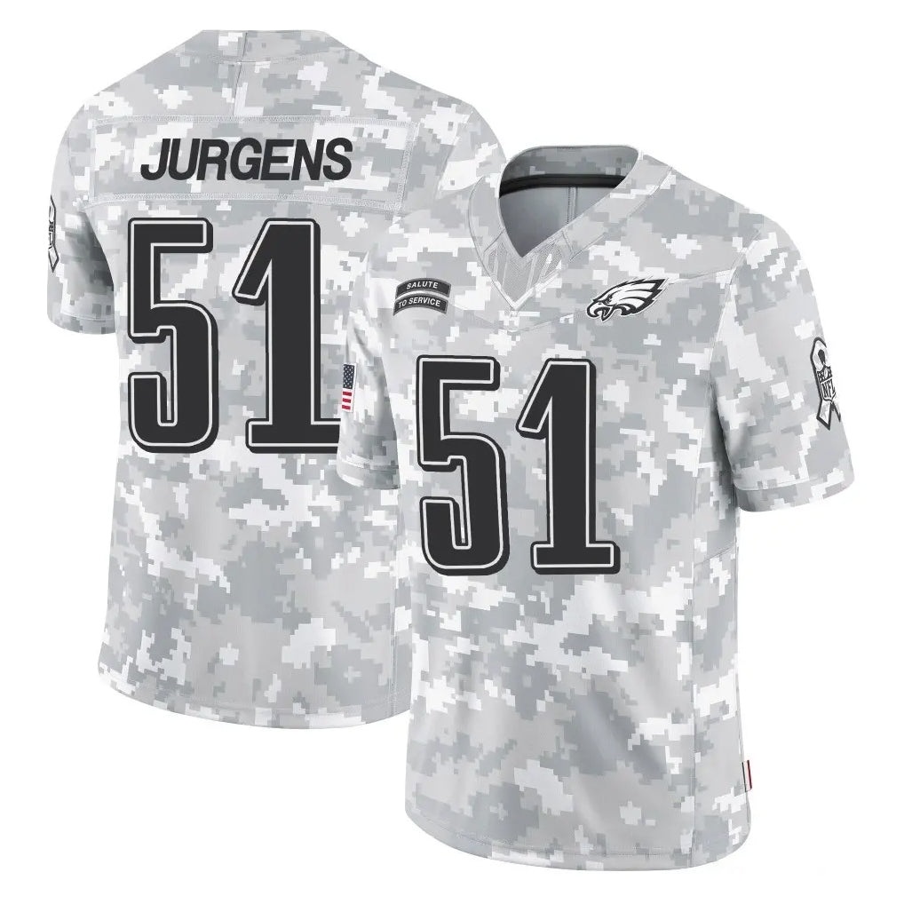 P.Eagles #51 Cam Jurgens Player Arctic Camo Salute to Service Limited Game Gdoa Stitched Jerseys