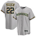 M.Brewers #22 Christian Yelich Player Gray Home Game Fdoa Stitched Jerseys