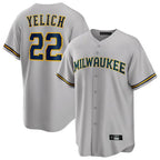 M.Brewers #22 Christian Yelich Player Gray Home Game Fdoa Stitched Jerseys