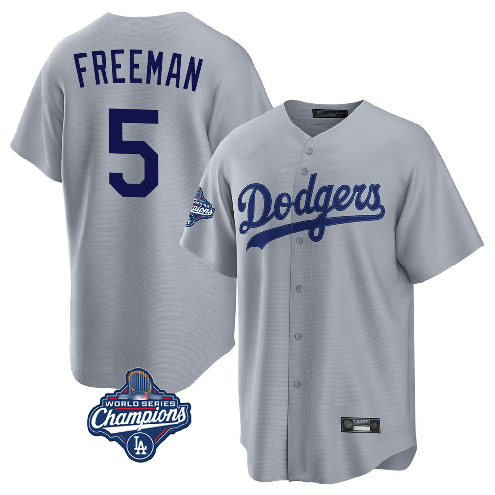 LA.Dodgers #5 Freddie Freeman Player Gray World Series Meet Game Fdoa Stitched Jerseys