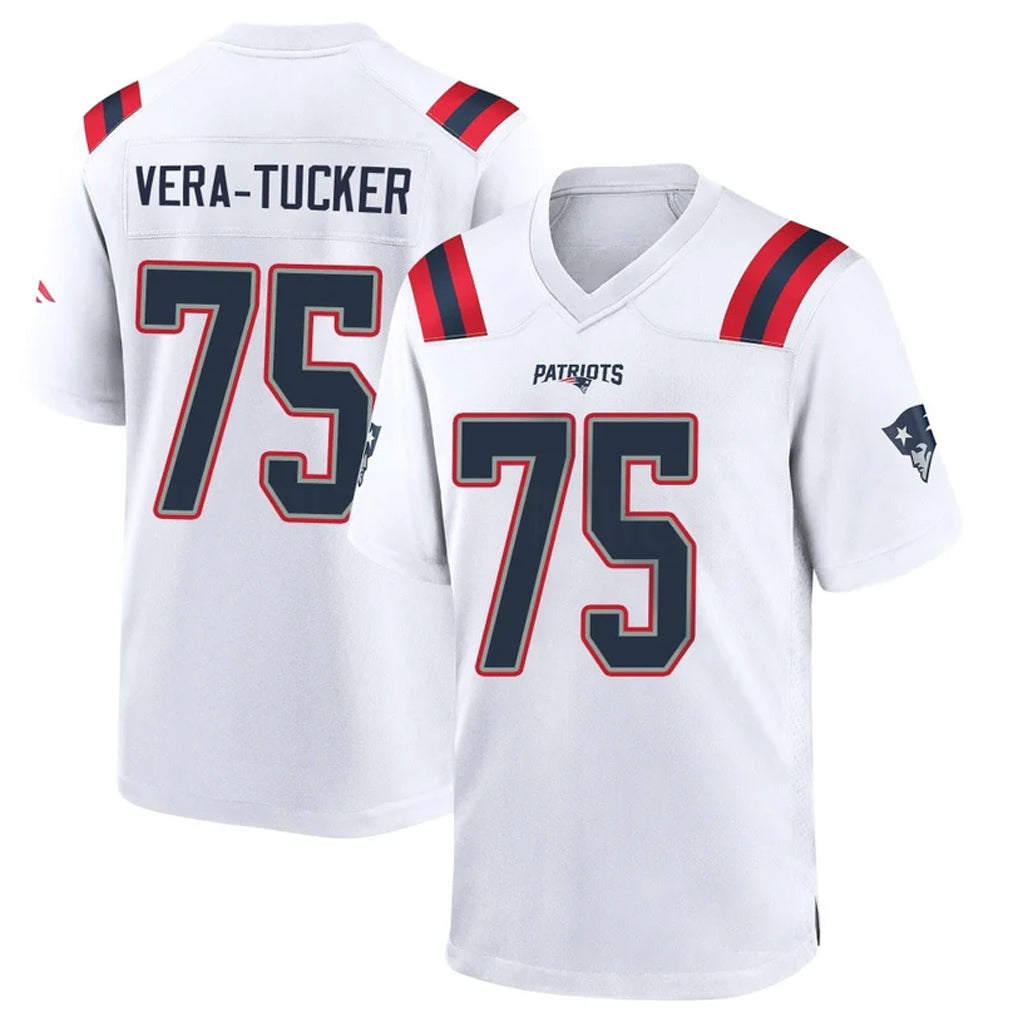 NE.Patriots #75 Alijah Vera-Tucker Player White Home Game Gdoa Stitched Jerseys