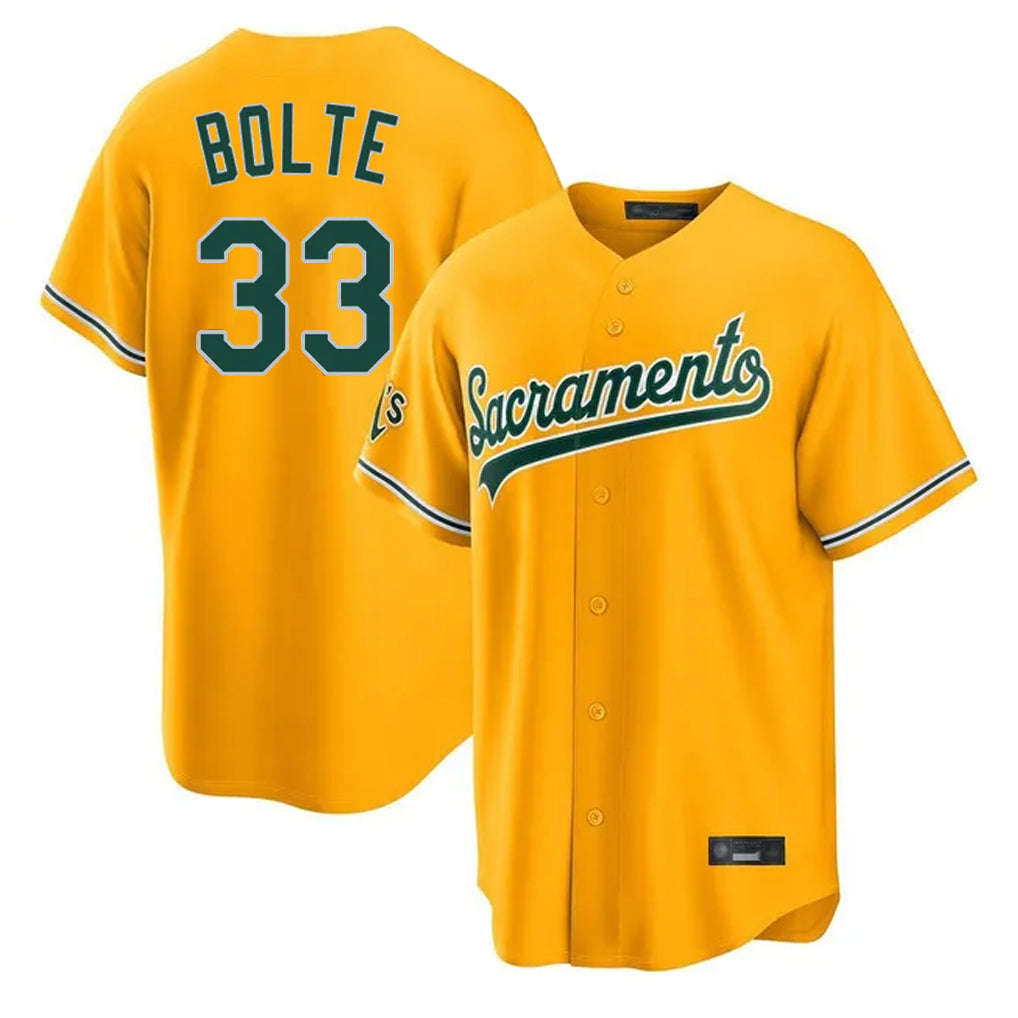 Athletics #33 Henry Bolte Player Gold Home Game Gdoa Stitched Jerseys