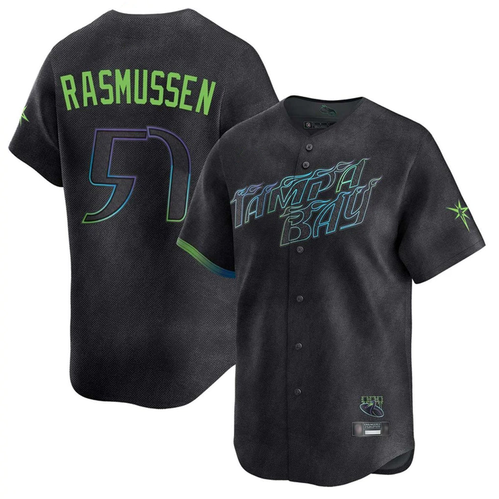 T.Bay Rays #57 Drew Rasmussen Player Black City Connect Home Limited Fdoa Stitched Jerseys