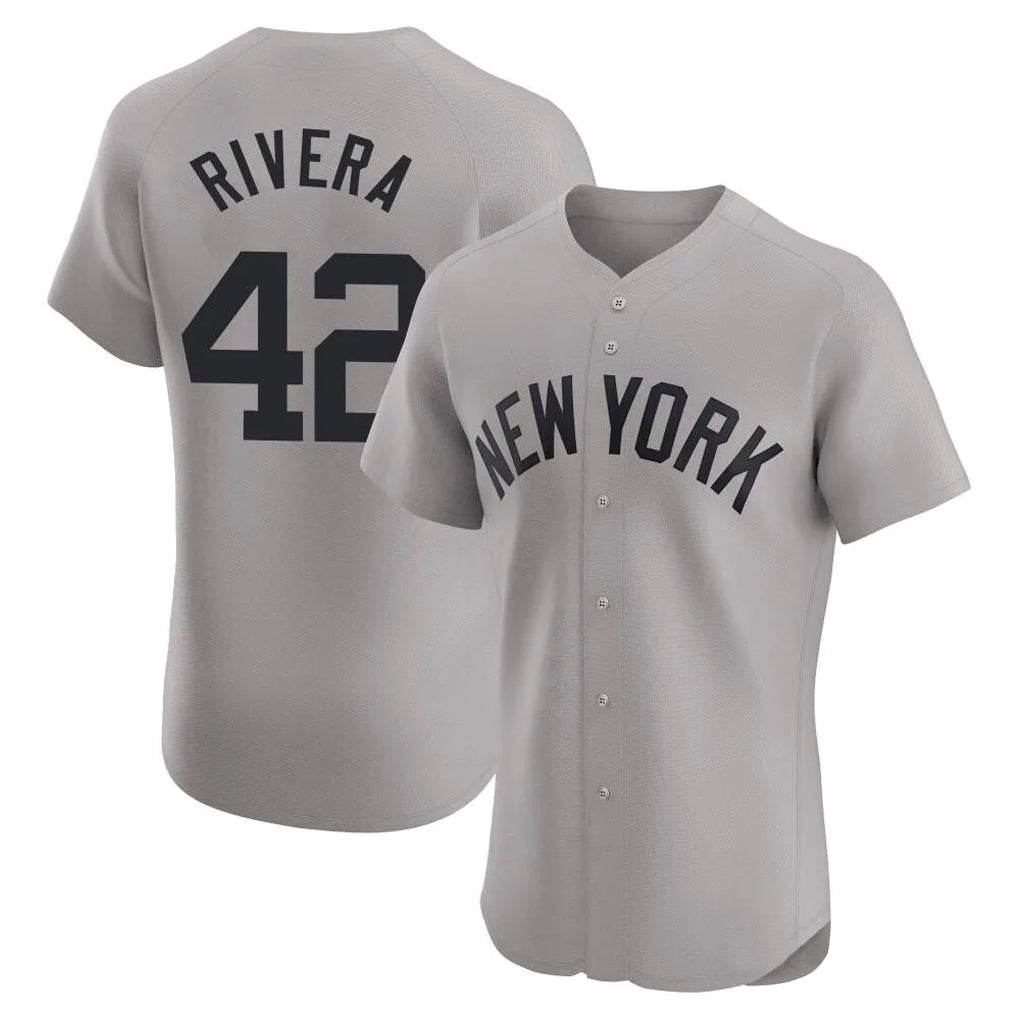 NY.Yankees #42 Mariano Rivera Player Gray Limited Elite Home Fdoa Stitched Jerseys