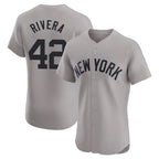 NY.Yankees #42 Mariano Rivera Player Gray Limited Elite Home Fdoa Stitched Jerseys