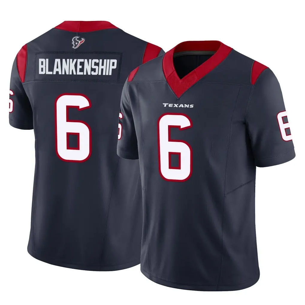 H.Texans #6 Reed Blankenship Player Navy Limited Vapor F.U.S.E. Home Game Gdoa Stitched Jerseys