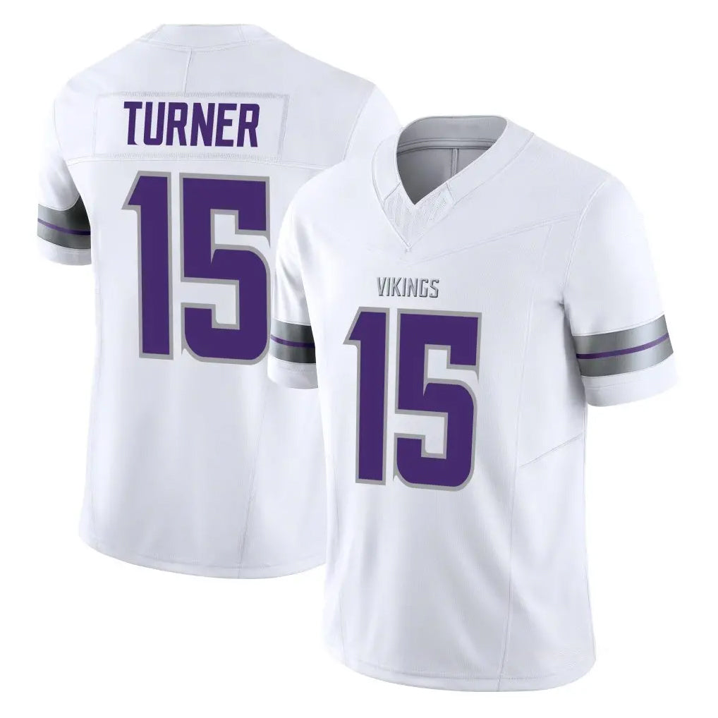 M.Vikings #15 Dallas Turner Player White Limited Alternate Vapor F.U.S.E. Home Game Gdoa Stitched Jerseys