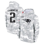 NE.Patriots #2 Harold Landry III Player Arctic Camo Salute to Service Pullover Hoodies Limited Game Gdoa Stitched Jerseys