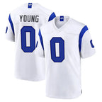 LA.Rams #0 Byron Young Player White Fearsome Home Game Gdoa Stitched Jerseys