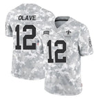NO.Saints #12 Chris Olave Player Arctic Camo Salute To Service Limited Game Gdoa Stitched Jerseys