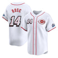 C.Reds #14 Pete Rose Player White Speedway Classic Home Limited Gdoa Stitched Jerseys