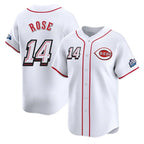 C.Reds #14 Pete Rose Player White Speedway Classic Home Limited Gdoa Stitched Jerseys
