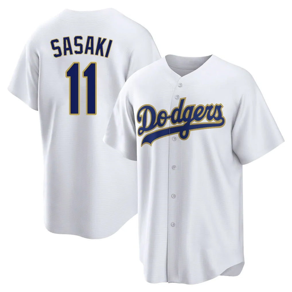 LA.Dodgers #11 Roki Sasaki Player Gold White 2026 Collection Stadium Game Fdoa Stitched Jerseys