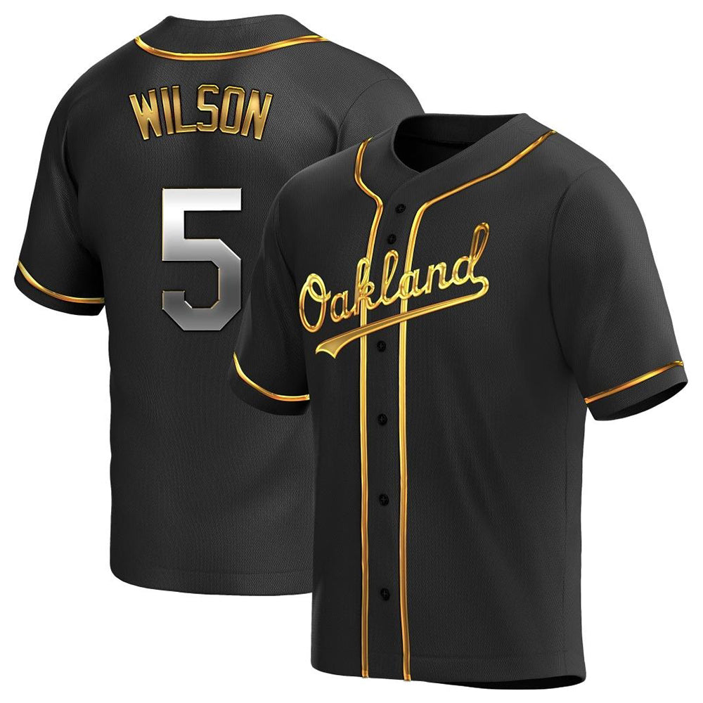 Athletics #5 Jacob Wilson Black Golden Replica Alternate  Stitched Jersey