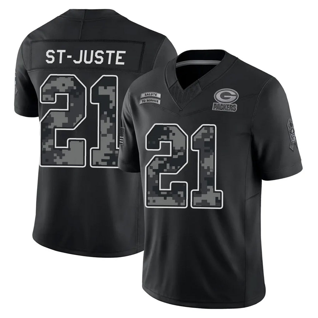 GB.Packers #21 Benjamin St-Juste Player Black Limited 2026 Salute to Service Home Game Gdoa Stitched Jerseys