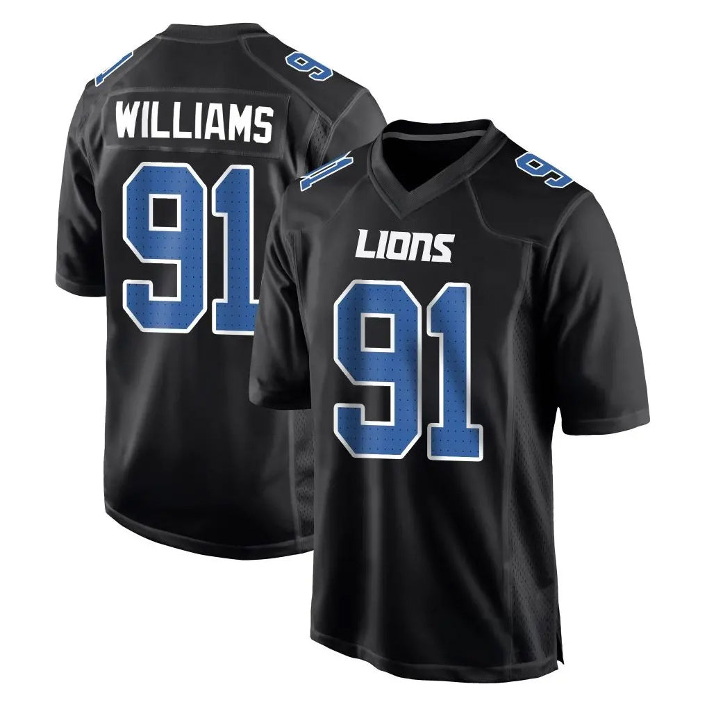 D.Lions #91 Tyleik Williams Player Black Fashion Home Game Gdoa Stitched Jerseys