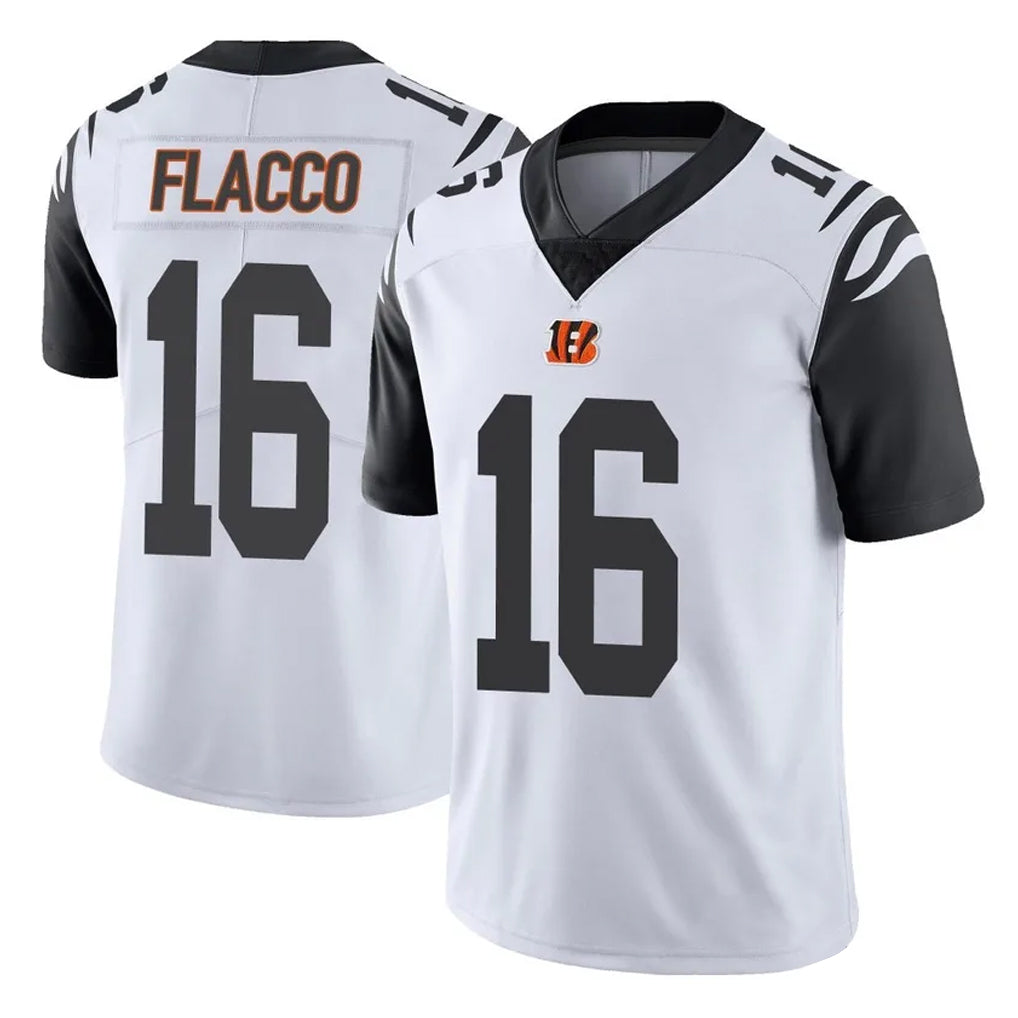 C.Bengals #16 Joe Flacco Player White Color Rush Vapor Untouchable Limted Home Game Gdoa Stitched Jerseys