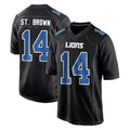 D.Lions #14 Amon-Ra St. Brown Player Black Fashion Home Game Gdoa Stitched Jerseys