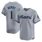 M.Marlins #1 Connor Norby Player Gray Home Limited Fdoa Stitched Jerseys