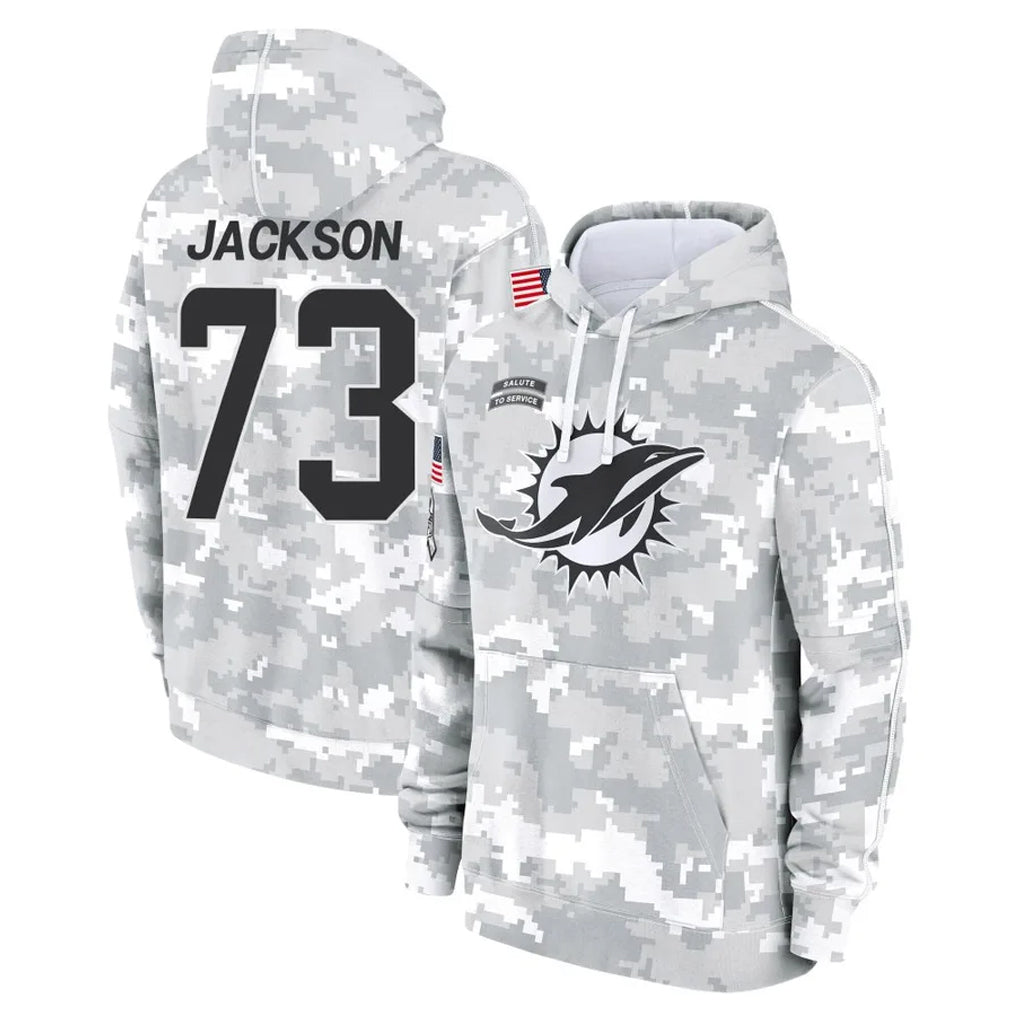 M.Dolphins #73 Austin Jackson Player Arctic Camo Salute to Service Hoodies Limited Game Gdoa Stitched Jerseys
