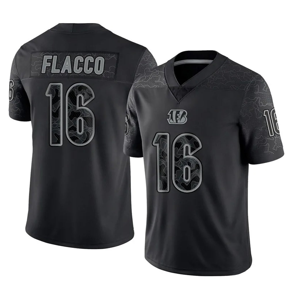 C.Bengals #16 Joe Flacco Player Black Reflective Limited Game Gdoa Stitched Jerseys