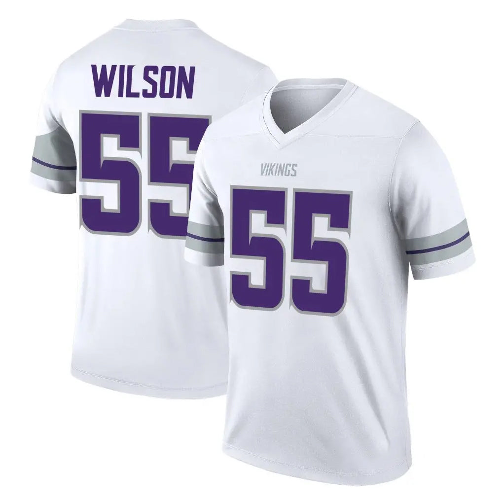 M.Vikings #55 Eric Wilson Player White Alternate Legend Home Game Gdoa Stitched Jerseys
