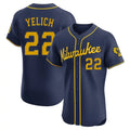 M.Brewers #22 Christian Yelich Player Navy Home Limited Elite Fdoa Stitched Jerseys