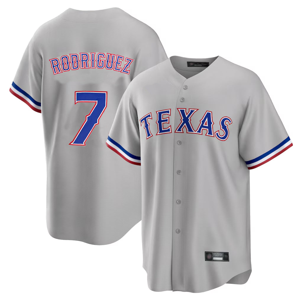 T.Rangers #7 Ivan Rodriguez Player Gray Home Game Fdoa Stitched Jerseys