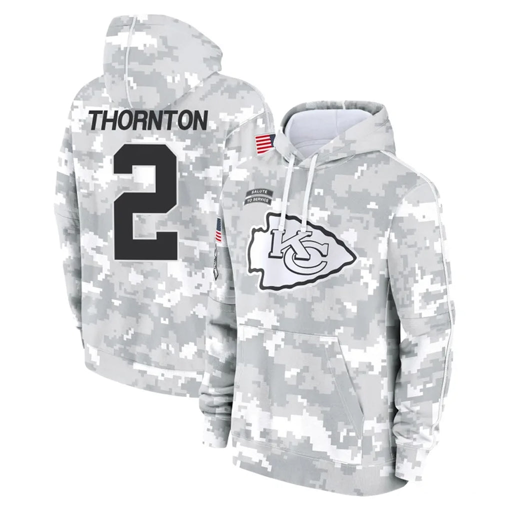 KC.Chiefs #2 Tyquan Thornton Player Arctic Camo Salute to Service Hoodies Limited Game Gdoa Stitched Jerseys