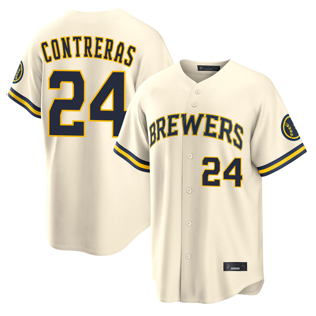 M.Brewers #24 William Contreras Player Cream Home Limited Fdoa Stitched Jerseys