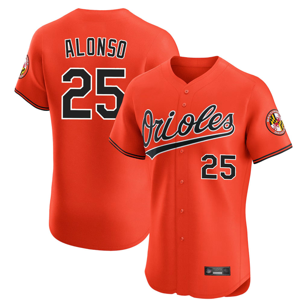 B.Orioles #25 Pete Alonso Player Orange Limited Elite Home Game Gdoa Stitched Jerseys