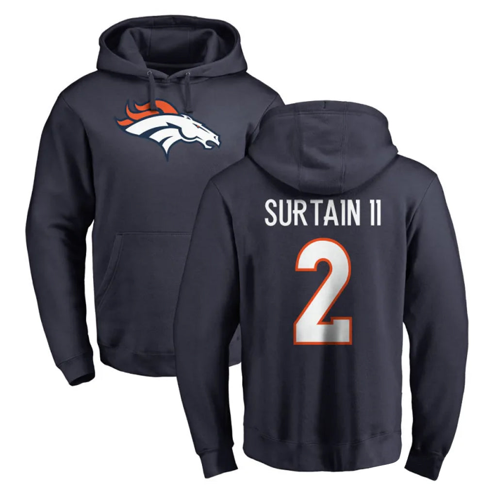 D.Broncos #2 Pat Surtain II Player Navy Pullover Hoodie Limited Gdoa Stitched Jerseys