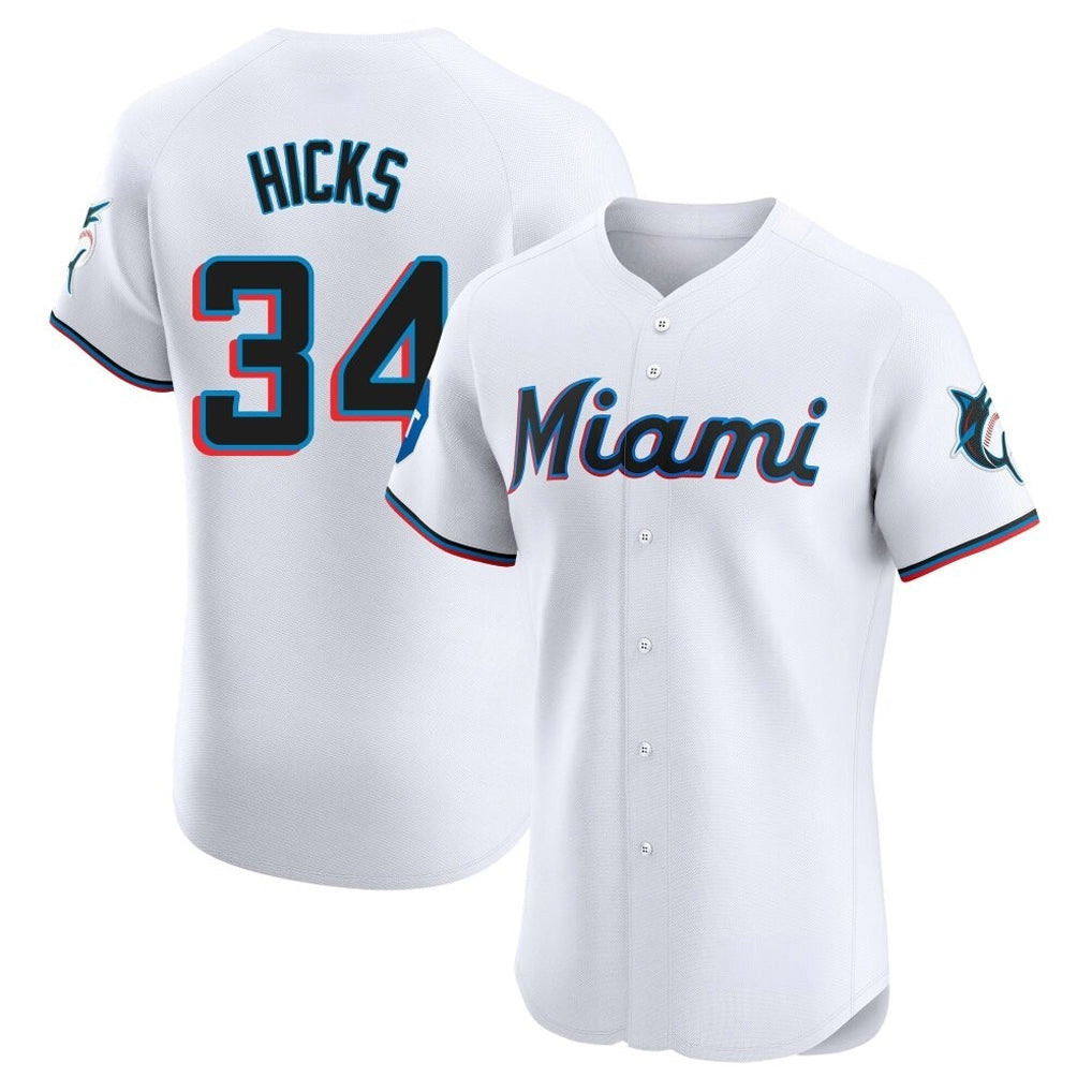 M.Marlins #34 Liam Hicks Player White  Home Limited Elite Fdoa Stitched Jerseys