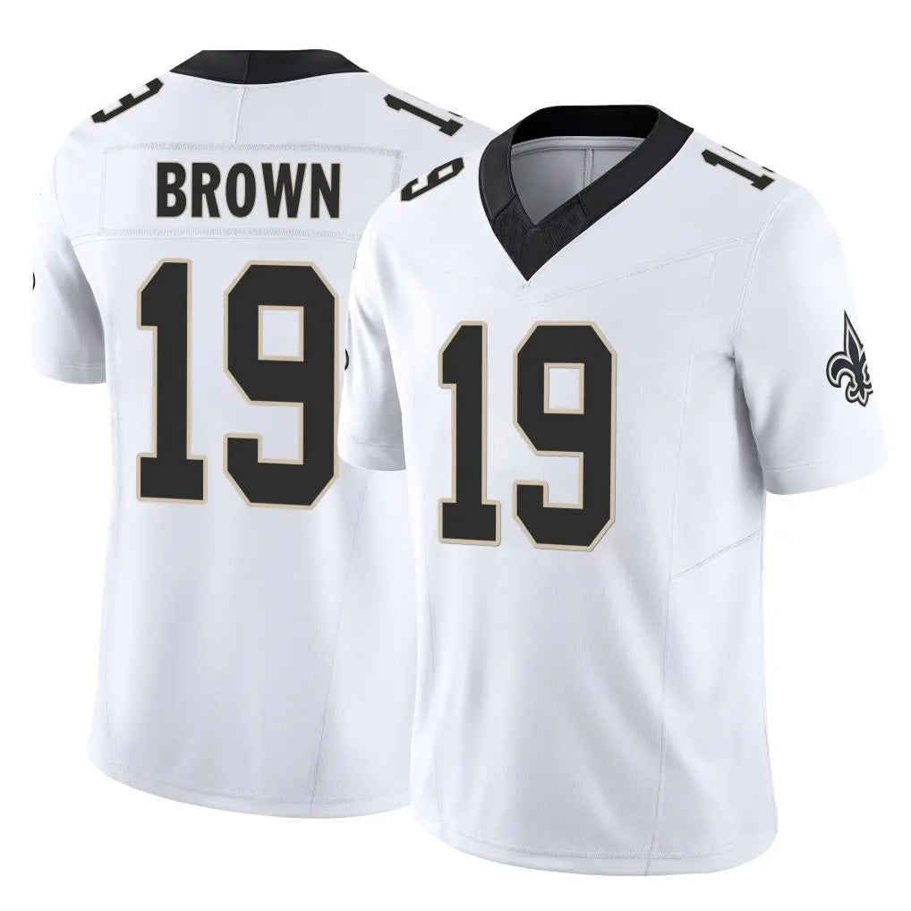 NO.Saints #19 Barion Brown Player White Limited Vapor F.U.S.E. Home Game Gdoa Stitched Jerseys