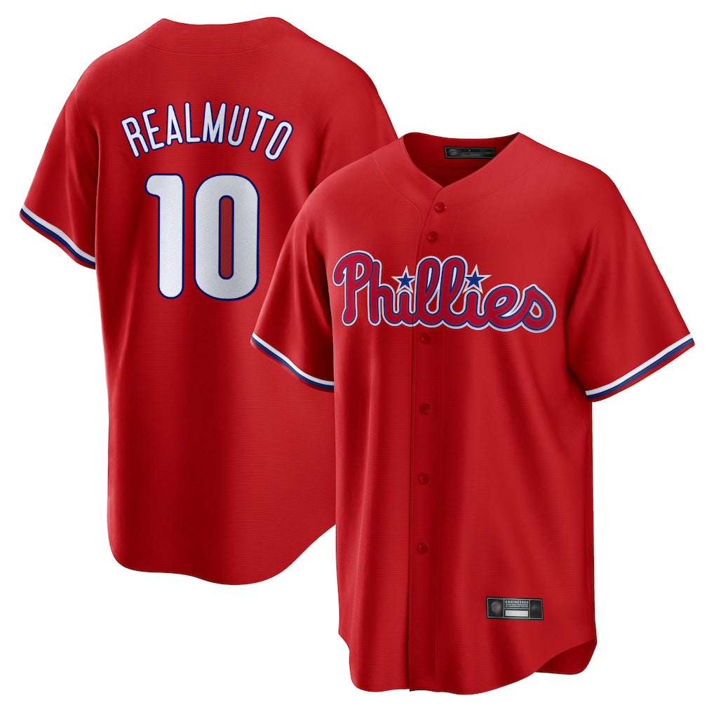 P.Phillies #10 J.T. Realmuto Player Red Home Game Fdoa Stitched Jerseys