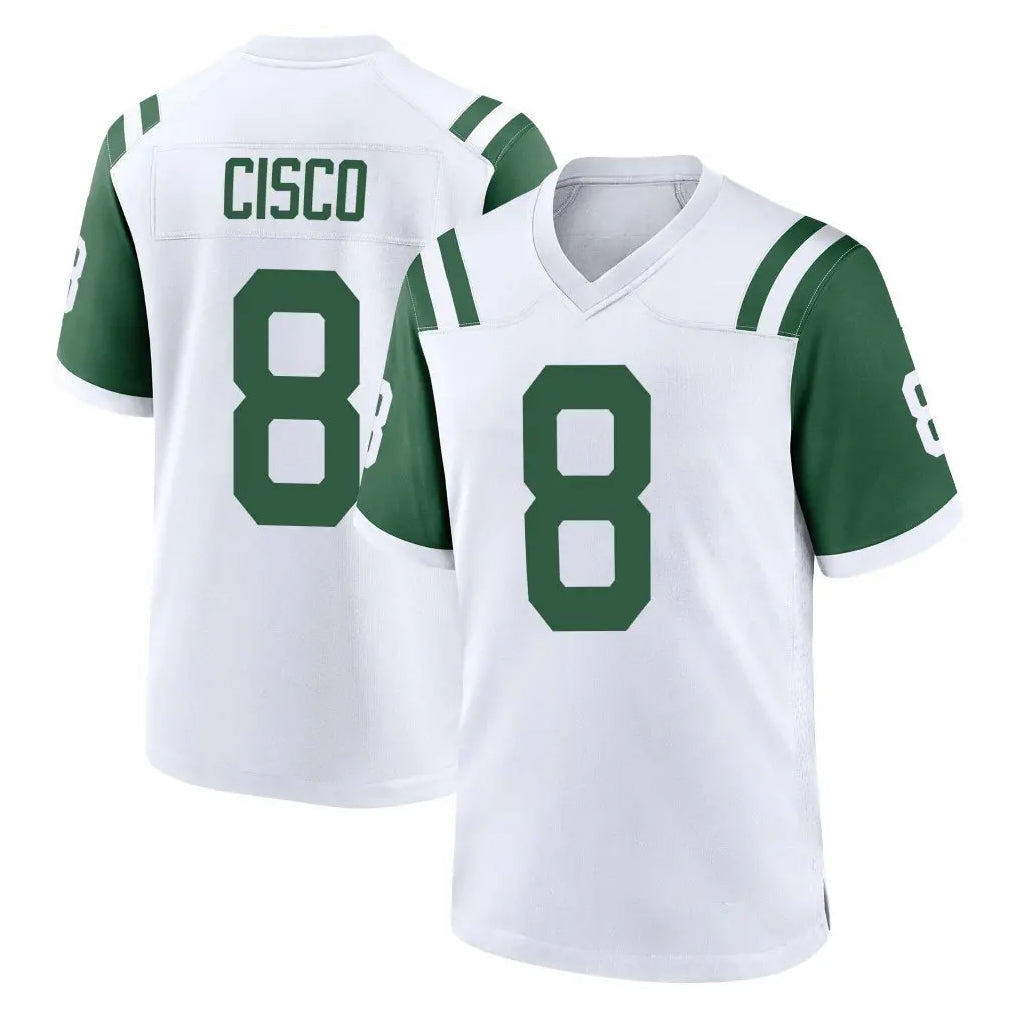 NY.Jets #8 Andre Cisco Player White Classic Home Game Gdoa Stitched Jerseys