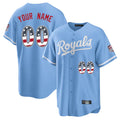 Custom KC.Royals Light Blue USA 250 Fourth of July Limited Home Game Any Name & Number Gdoa Stitched Jerseys
