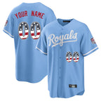 Custom KC.Royals Light Blue USA 250 Fourth of July Limited Home Game Any Name & Number Gdoa Stitched Jerseys