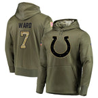 IN.Colts #7 Charvarius Ward Sr. Player Olive Salute to Service Pullover Hoodies Home Game Gdoa Stitched Jerseys