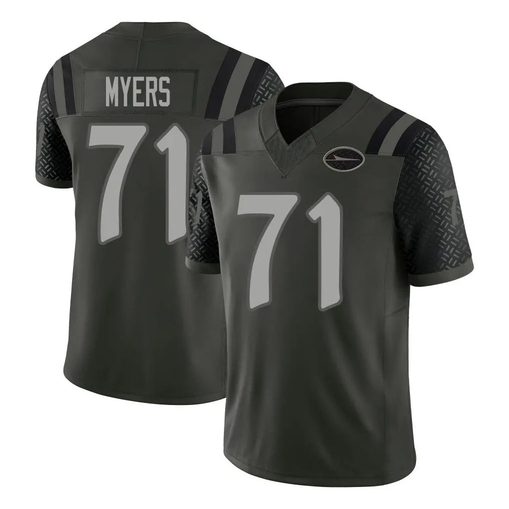 NY.Jets #71 Josh Myers Player Green Limited 2025 Rivalries Collection Home Game Gdoa Stitched Jerseys