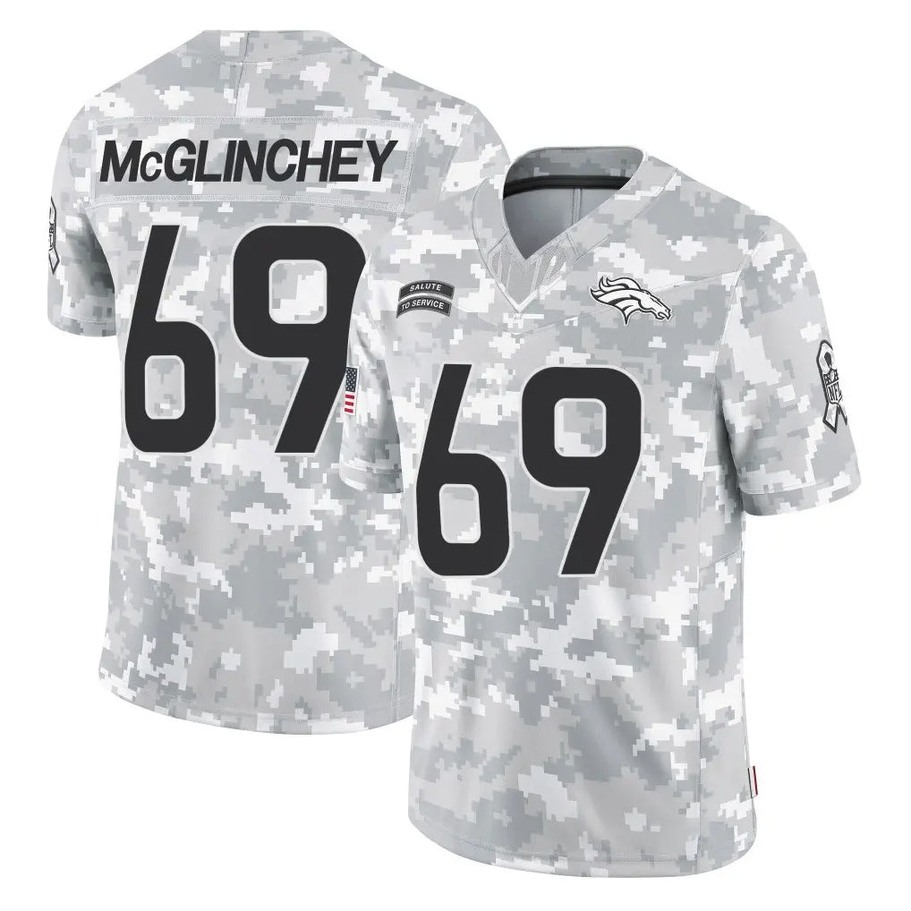 D.Broncos #69 Mike McGlinchey Player Arctic Camo Salute To Service Limited Gdoa Stitched Jerseys