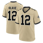 NO.Saints #12 Chris Olave Player Gold Home Game Gdoa Stitched Jerseys