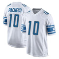 D.Lions #10 Isiah Pacheco Player White Home Game Gdoa Stitched Jerseys