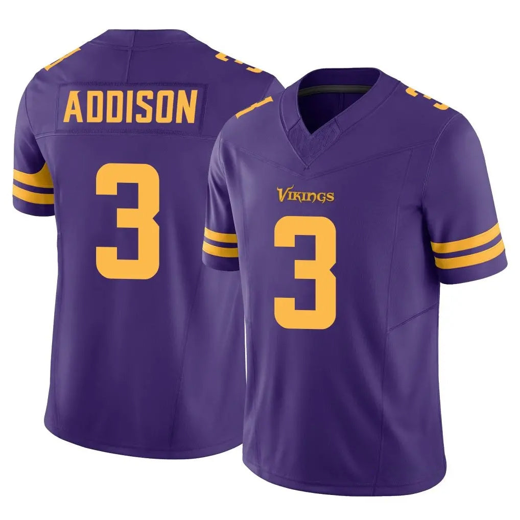 M.Vikings #3 Jordan Addison Player Purple Limited Alternate Vapor F.U.S.E. Home Game Gdoa Stitched Jerseys