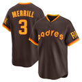 S.Diego Padres #3 Jackson Merrill Player Brown Home Cooperstown Collection Replica Game Fdoa Stitched Jerseys